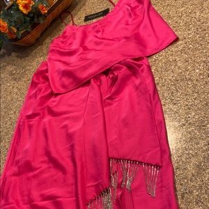 NWT Rachel Zoe 2 Piece Skirt Set Rhinestones WITH FLAWS Medium Barbie Pink